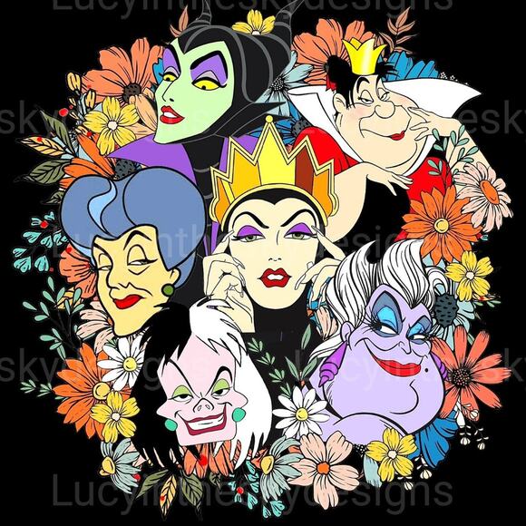 Disney Villains in Spring Flowers Art Print Wall Decor - Picture 2 of 4